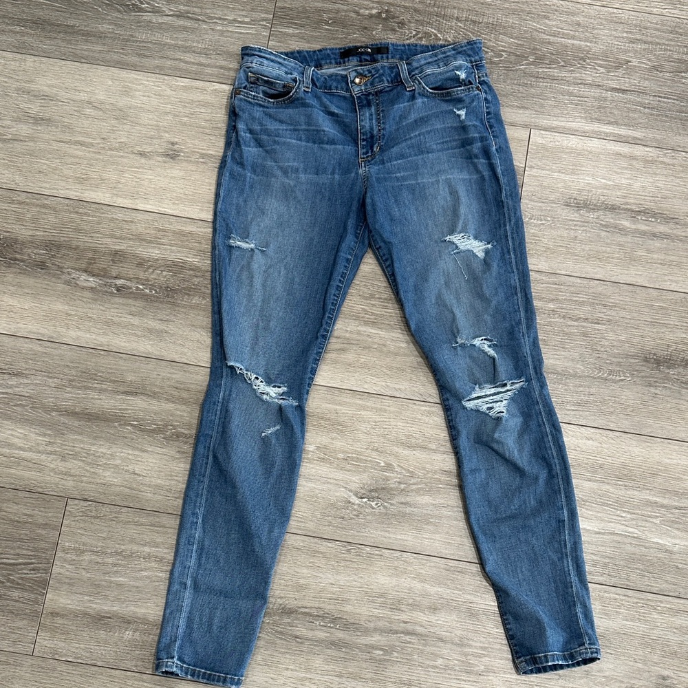 Joe's Jeans Women's Distressed Mid Blue Skinny Jeans